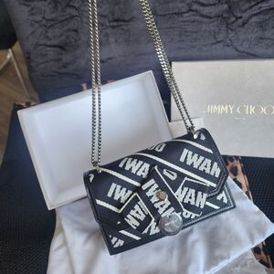Authentic Jimmy Choo Finley Black and White Crossbody Bag Or Shoulder Bag